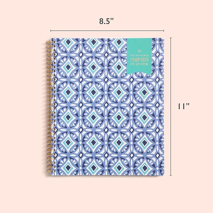 Blue Sky Day Designer 2025 Weekly and Monthly Planner Calendar, January 2025 - December 2025, 8.5" x 11", Flexible Frosted Cover, Wirebound, Storage Pocket, Tile