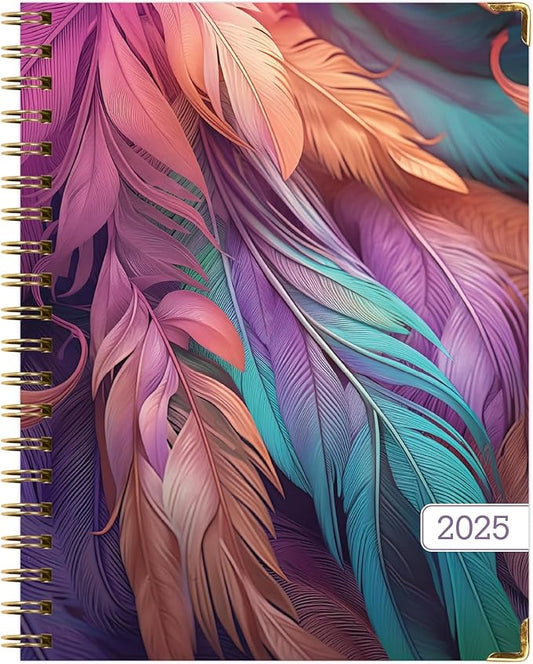 HARDCOVER 2025 Planner, 8.5"x11": 14 Months (November 2024 - December 2025), Daily Weekly Monthly Planner, Yearly Agenda, Bookmark, Pocket Folder and Sticky Note Set (Pastel Peacock)