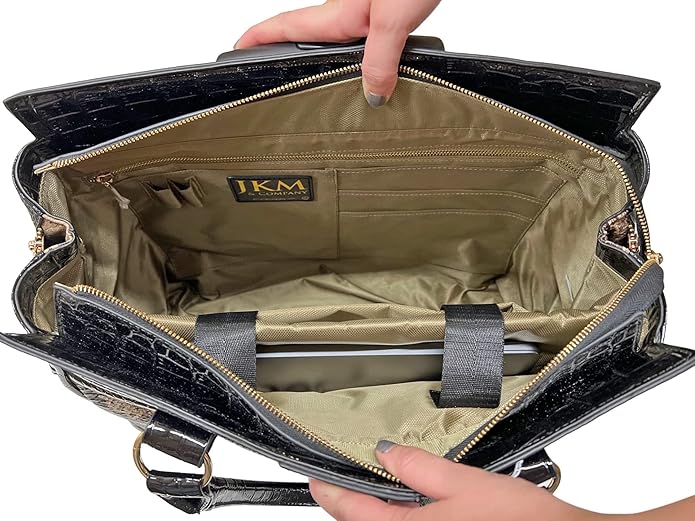 JKM and Company Alligator Compatible With Computer iPad, Laptop Tablet Rolling Tote Bag Briefcase Carryall Bag