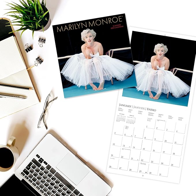 Graphique 2025 Marilyn Monroe Wall Calendar | 12” x 12” | Thick Paper | Home & Office Organizer | Large Monthly Grid | 3 Languages & Marked Holidays | 4 Month Preview Page for 2026