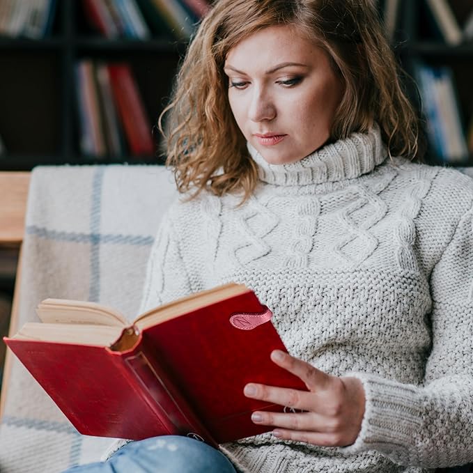 Personalized Leather Magnetic Bookmarks (1 Pack) Vintage Custom Engraved Initial ID Identification Book Marker Clip Gift for Book Lover Avid Readers (Letter N, Red)