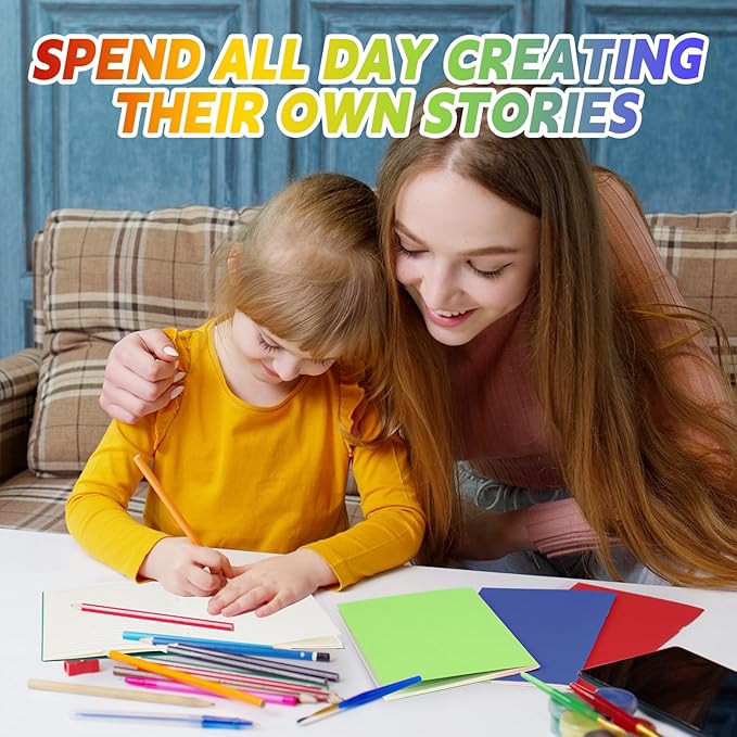 Gueevin 24 Pcs Blank Books for Kids to Write Stories Bulk Composition Notebooks Colorful Soft Cover Notebooks for Drawing Ruled Lined Journals Sketching Kindergarten Easter Gift (Stylish Colors)