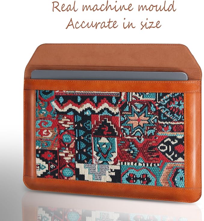 14 Inch Laptop Sleeve for 14 Inch MacBook Pro/Max M3 M2 M1 Notebook Laptop Case,Genuine Leather Laptop Cover for 14 Inch Notebook,Macbook Travel Protective Case with Buckle,Brown