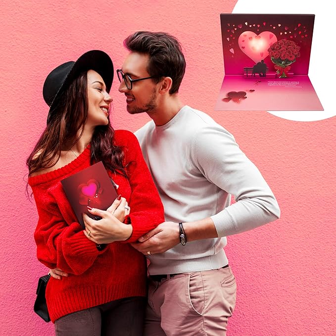 Pop Up Anniversary Card for Couple w/Lights & Music - Happy Anniversary Card for Wife & Girlfriend, Pop Up Card, Wedding Anniversary Card (Couple)
