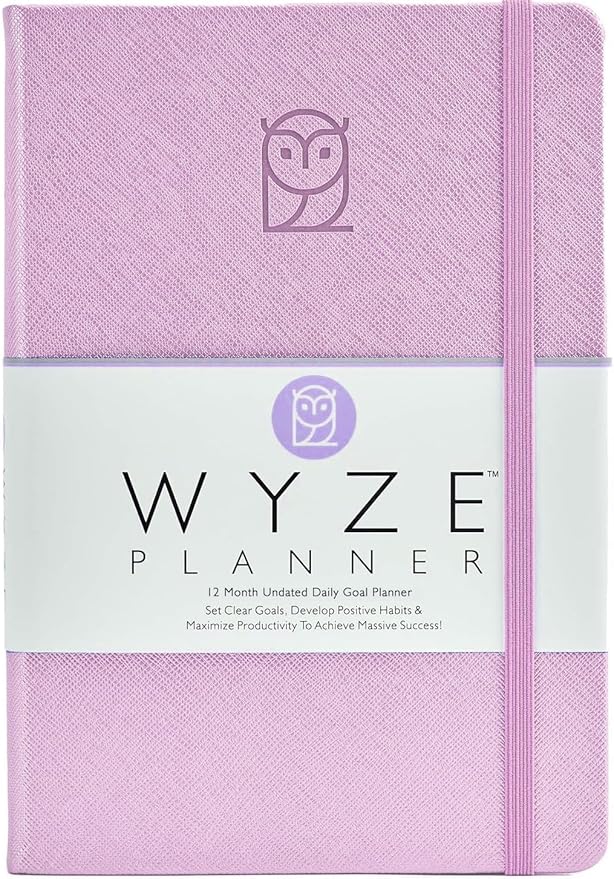 Pro - Goal Setting Planner to Increase Productivity and Achieve Personal and Business Goals. 12 Month Undated Daily, Weekly and Monthly Journal Organizer with Calendar (Lilac)