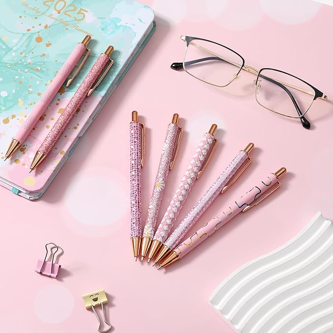 Mr. Pen- Fancy Pens for Women, Pink Paradise, 7 Black Ink Ballpoint Pens with 10 Refills, 1.0mm, Cute Pens for Journaling, Easter Gift