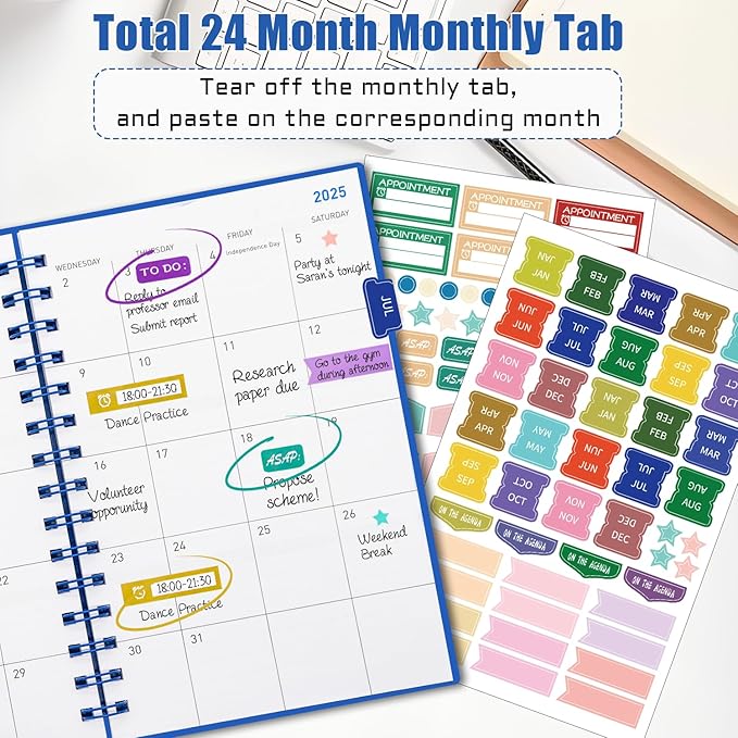 Weekly Monthly Planner 2025-2026, JAN.2025 to JUN.2026, 18 Month Planner 2025-2026, Daily Academic Planner for Work & School, 5.7" x 8.2", Dark Blue