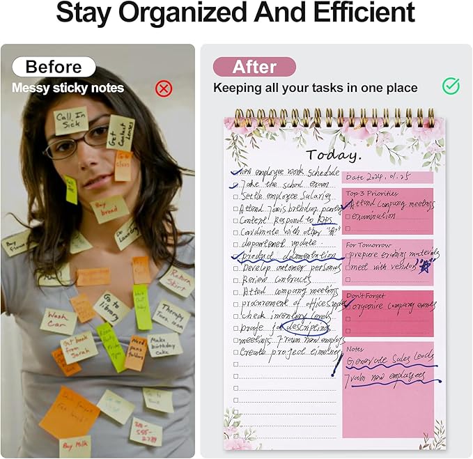 To Do List notepad - To Do List Notebook for Work with 52 Sheets, Undated Daily Planner Perfect for Daily Tasks and Goal Setting, To Do List Notepad Suitable for Office, Desk, Classroom,