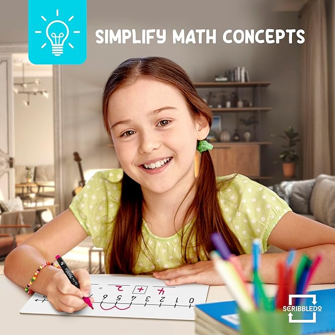 SCRIBBLEDO 10 Pack Dry Erase Number Line White Boards 4x12 Inch Lapboard Double Sided Whiteboard Numbers 1 Thru 10 and 20 I Math White Board for Kids Students Classroom Addition Subtraction Division