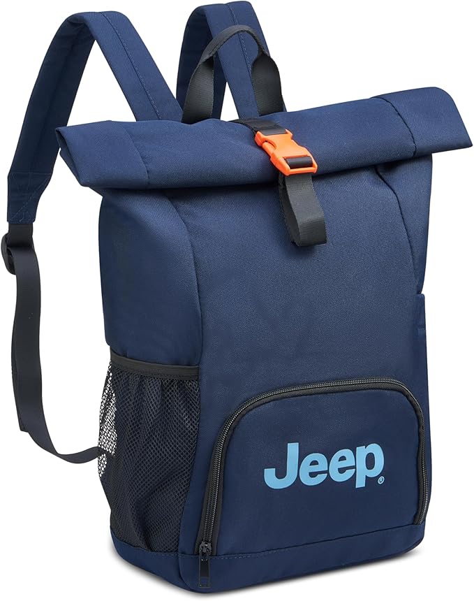 Jeep JS016D Rolltop Travel Backpack, Navy, 17" Laptop