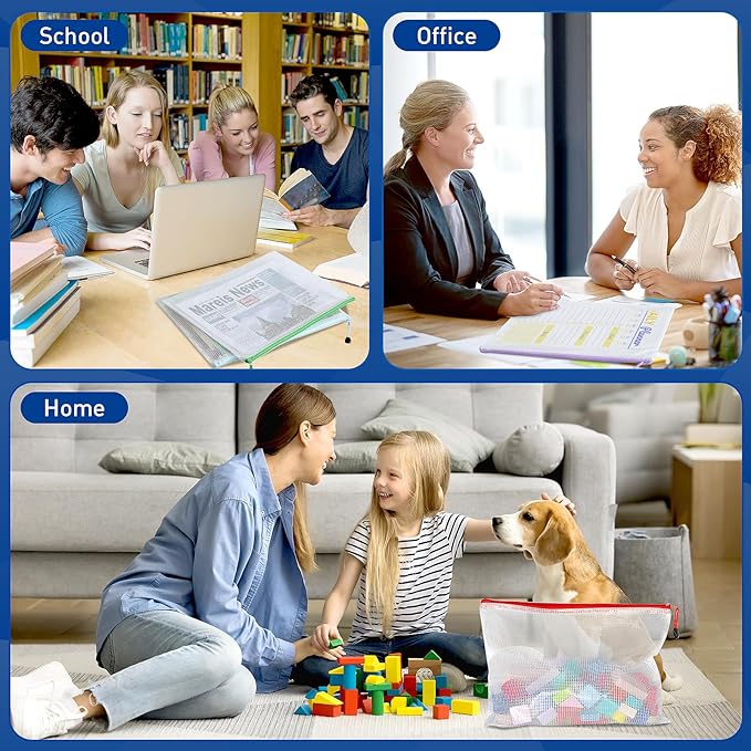 18pcs Mesh Zipper Pouch Bags, A4 Zipper Pouch, Mesh Bags With Zipper, Plastic Zipper Pouches, 9 Colors Zipper Pouches for Organizing, Board Game Storage, Travel, School Office organize