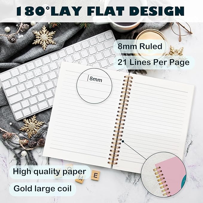 BearCake Funky Retro Preppy journal Pink Lucky 8 Ball Cherry Notebook, pink notebook, Pink Office Supplies, light pink notebook, Pink Desk Accessories, Pink Hardcover Spiral Notebook 5.5x8.3