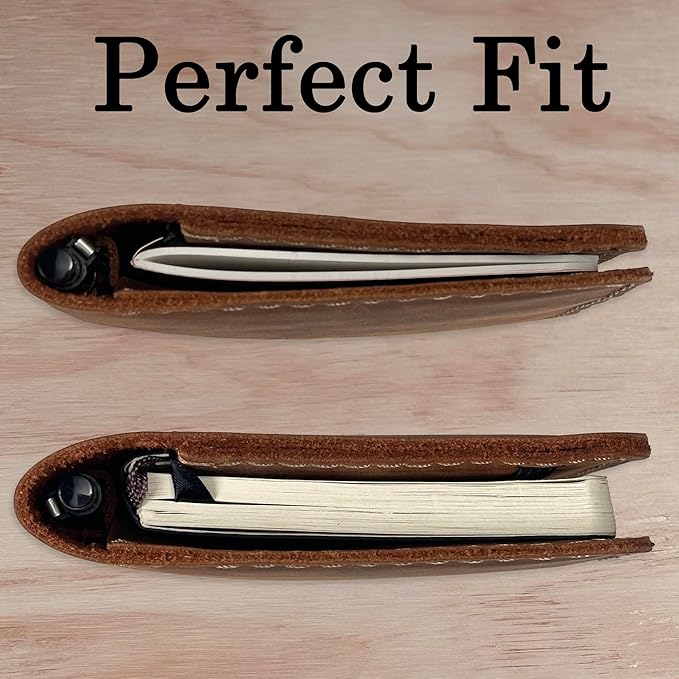 Leather Cover for Field Notes, Passport Cover, Leather Notebook Cover for 3.5" x 5.5" with Pen Holder, Only Cover (Bourbon)