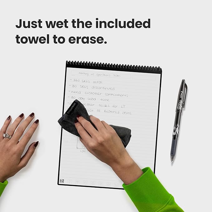 Rocketbook Flip - with 1 Pilot Frixion Pen & 1 Microfiber Cloth Included - Gray Cover, Executive Size (6" x 8.8")