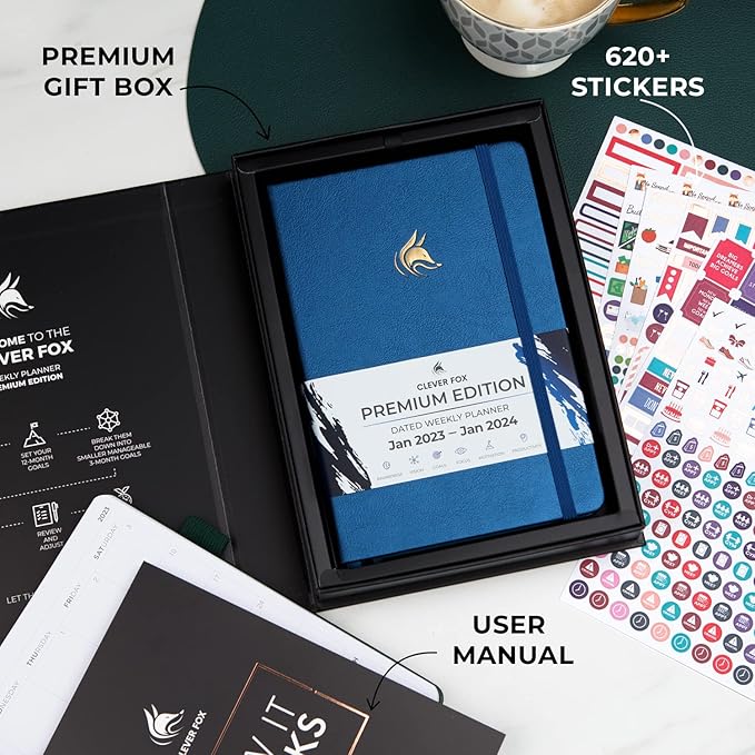 Clever Fox Dated Planner Premium Edition – 2025-2026 Weekly Planner for Planning, Goal Setting & Time Management – Planner Notebook with Habit Tracker & to-do List – A5 Size (Mystic Blue)