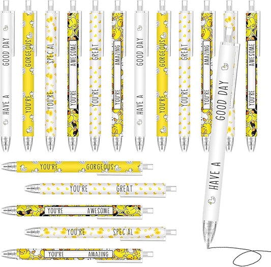 Jetec 30 Pcs Duck Pens Gifts Inspirational Cute Ballpoint Pens Bulk Motivational Employee Appreciation Gifts Black Ink for Duck Lovers Thank You Coworkers