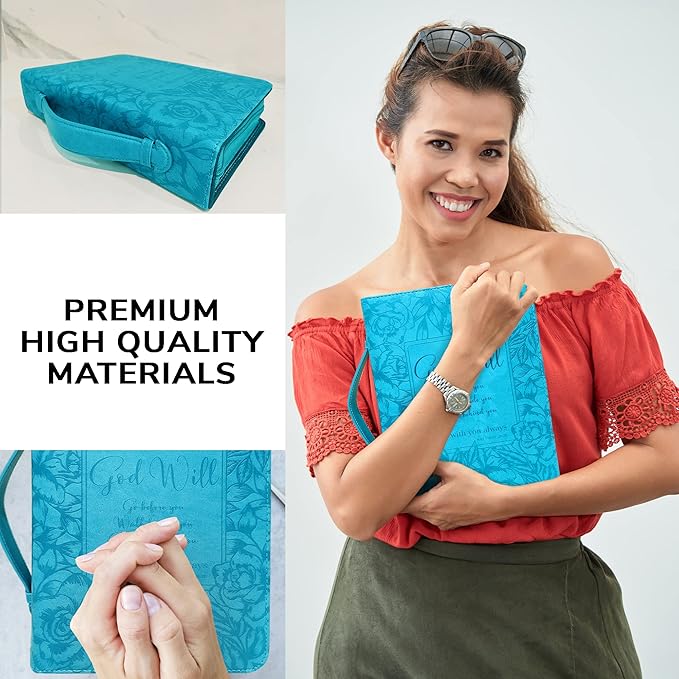 DEHITE Briefcase for Women – Leather Bible Carrying Bag Large Size – | Fits Book 7 x 10.1 x 1.9 IN | Pen Slots | Zippered Pocket | Premium Faux Leather – Green Bible Accessories Gifts