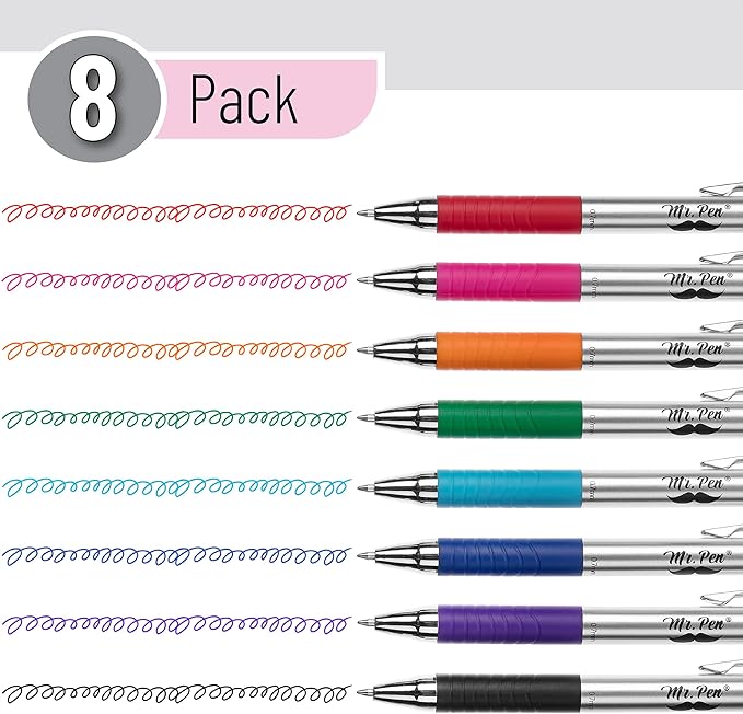 Mr. Pen- Bible Pens, 8 Pack, Assorted Color Pens, Bible Pens No Bleed Through, Bible Journaling Pens, No Bleed Pens, Bible Journaling Supplies, Non-Bleed Fine Point Pens, Colorful Bible Pen