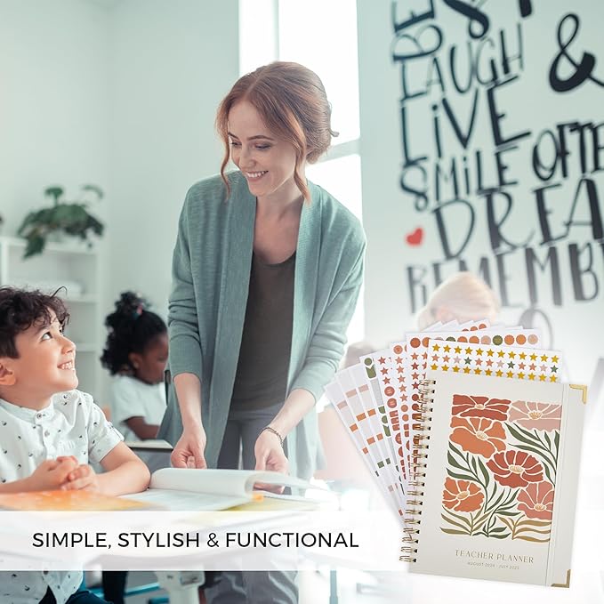 Aesthetic Teacher Planner For The 2024-2025 Academic School Year - Your All Incl. 8.5" x 11" Lesson Plan Book Supplies - Easily Organize Your Daily, Weekly & Monthly Classroom/Homeschool Schedule