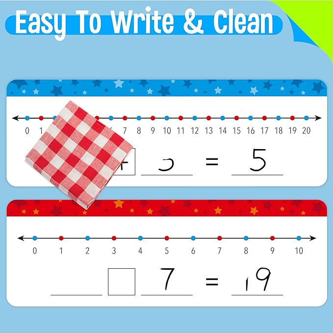 15 PCS Number Line Dry Erase Boards, Double Sided Writable and Erasable Board-0-10 on One Side & 0-20 on Other Side Math White Board for Kids, Students, Classroom and Home (12” x 4”)