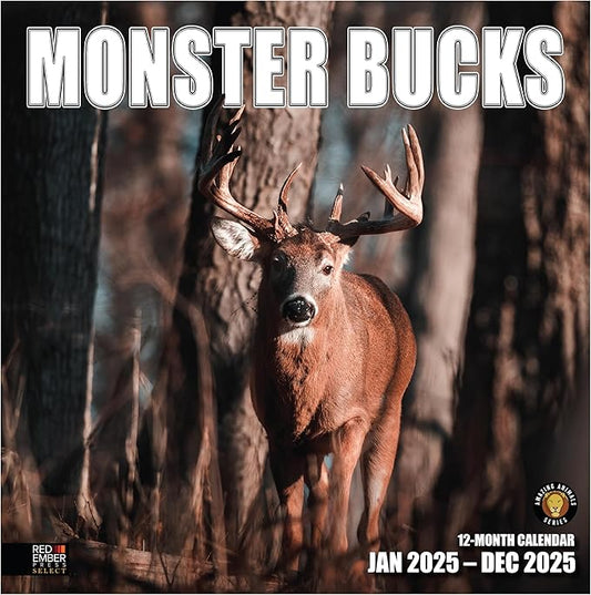RED EMBER Select - Monster Bucks 2025 Wall Calendar 12 Month | 12" x 24" Open | Thick & Sturdy Paper | Giftable | Calendar 2025