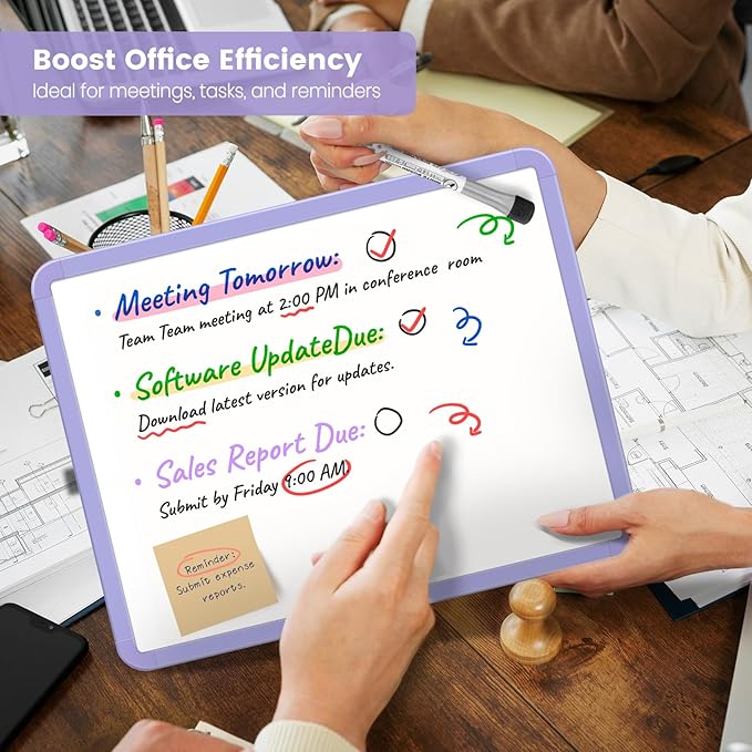 Small Double-Sided White Board Dry Erase Board For Wall, 14"x11" Hanging Whiteboard for Door, Mini Dry Erase Board with a black dry erase marker, Small Whiteboard for Kids Students, Back To School, Pu