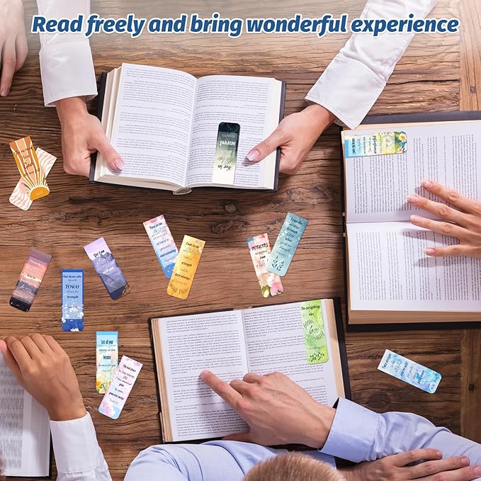 48 Piece Bible Verse Magnetic Bookmarks - Christian Scripture Inspirational Book Marks with Boxes - Religious Motivational Book Marker Prayer Page Clips for Women & Men Reading Gifts