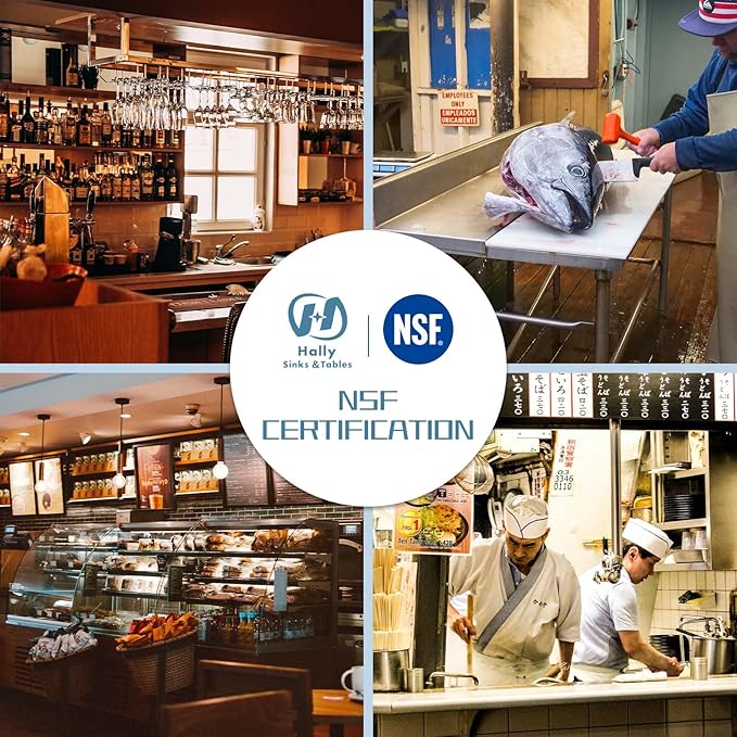 Hally Stainless Steel Table for Prep & Work 30 x 15 Inches, NSF Commercial Heavy Duty Table with Undershelf and Galvanized Legs for Restaurant, Home and Hotel