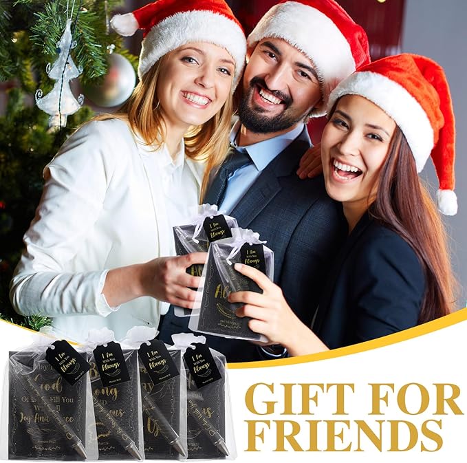 200 Pcs Bible Verse Sets Church Christian Gift Include 50 Scripture Notebooks 50 Bible Bamboo Pens 50 Thanks Tags 50 Organza Bags for Women Man Christian Party Gifts(Black,Fresh)