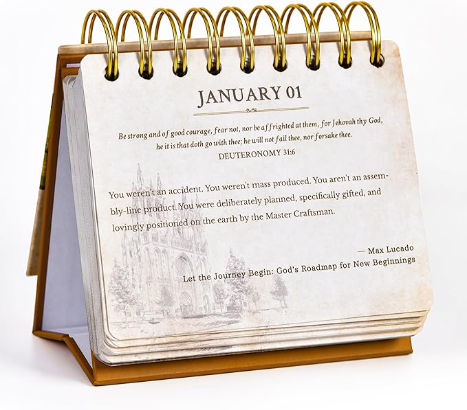 Motivational Calendar - Daily Bible Quote Calendar, 5.3" x 4.85", Undated Flip Calendar for Desk, Bible Verse Calendar, Perpetual Desk Calendar, Christian Desk Decor with Retro Thick Paper, Hardbound