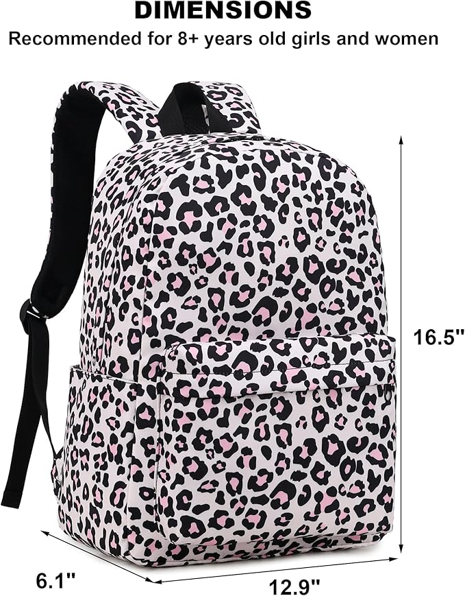 Leopard School Backpack for Teens Girls, Womens College Bookbags Kids School Bags Laptop Backpacks