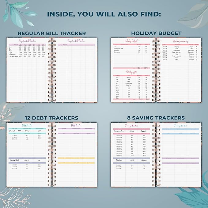 PLANBERRY Budget Planner & Monthly Bill Organizer with Pockets Premium – Home Finance & Bill Payment Organizer – Budgeting Book with Income & Expense Tracker - 7x8.5″ Hardcover (Tropical Night)