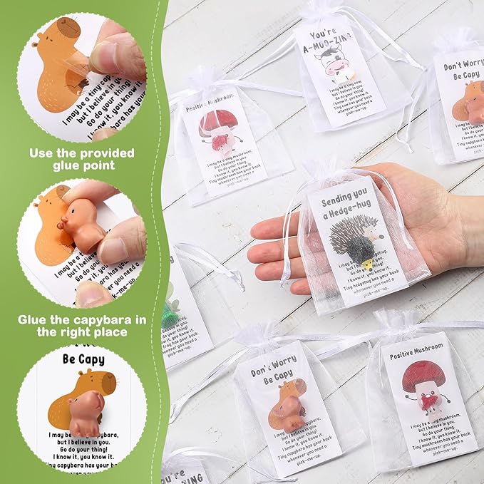 Fumete 25 Set Employee Appreciation Gifts Bulk for Coworkers Thank You Staff Gift Animal Pun Inspirational Note Cards Funny Resin Office Gifts Pocket Favors (Funny)