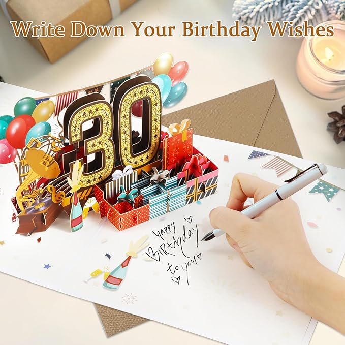 30th Birthday Card for Men Women, 3D Pop Up 30th Birthday Gifts Cards for Him Her, Back In 1995 Funny 30 Year Old Birthday Decorations, Classy Vintage