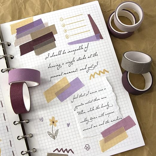 20 Rolls Washi Tape Set, Colored Masking Tape, Decorative Nature Colored Tapes for Arts, DIY Crafts, Bullet Journals, Scrapbooking - 15mm Wide