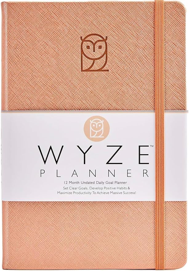 Pro - Goal Setting Planner to Increase Productivity and Achieve Personal and Business Goals. 12 Month Undated Daily, Weekly and Monthly Journal Organizer with Calendar (Rose Gold)