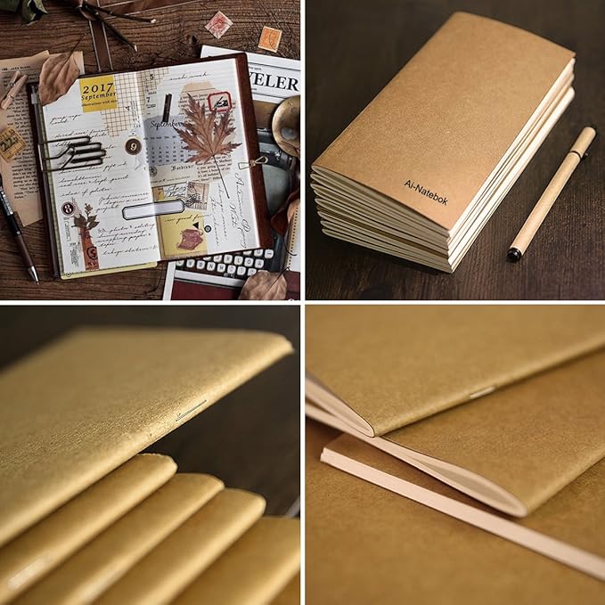 Blank Paper Travel Notebook Inserts, Unlined Refill for Travelers Notebook/Journal - 7.4 X 4 Inch - Set of 3-240 Pages, Supply by ai-natebok