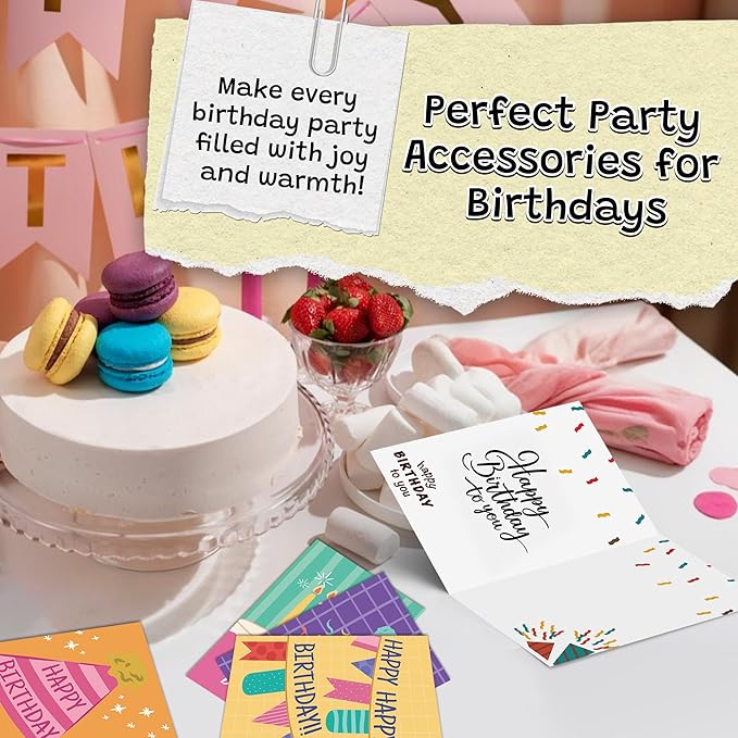 24 Pack Scented Birthday Cards with Envelopes & Stickers, 4x6 Inch Bulk Scratch and Sniff Greeting Cards, Happy Birthday Notes for Family, Kids, Friends, Parties and Office Celebrations