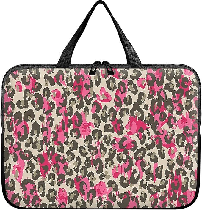 Laptop Sleeve Case Bag 15 inch, Pink Leopard Slim Carrying Case Durable Handbag Travel Laptop Bag for 15 inch MacBook Air M3/M2/15 Pro/Surface Laptop 7/6/5/4/3/ Dell XPS 15 Plus
