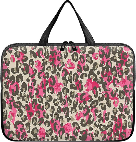Laptop Sleeve Case Bag 13 inch, Pink Leopard Slim Carrying Case Durable Handbag Travel Laptop Bag for 13 inch MacBook Air M3/M2/Pro M2/ 13" iPad Pro/Air M4/M2 2024