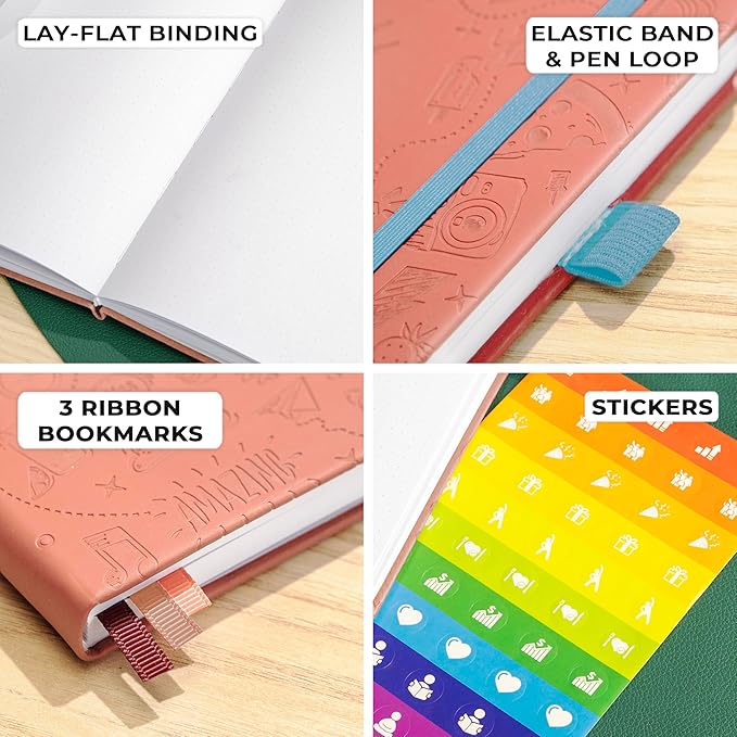 Clever Fox Dotted Journal 2.0 – Compact Planning and Sketching Dot Grid Notebook 120 GSM Thick, No-Bleed Paper – Planner with Pen Loop, Pocket, Ribbons, Stickers A5 - Light Pink