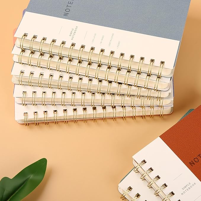 Spiral Notebook-6.10" x 8.19" College Ruled Journal with Inner Pockets and 192 Pages,PU Leather Cover Business Journal, Twin-Wire Binding Notebook Perfect for Office & Home School Supplies