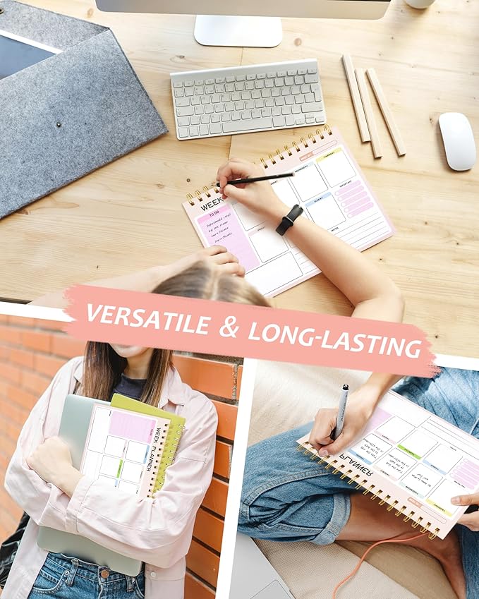 Weekly To Do List Notepad with 52 Undated Tear Off Sheets（6.5"×9.5"), Desk Notepad with Multiple Sections, Planning Notepad Calendars for Student Office and Homes