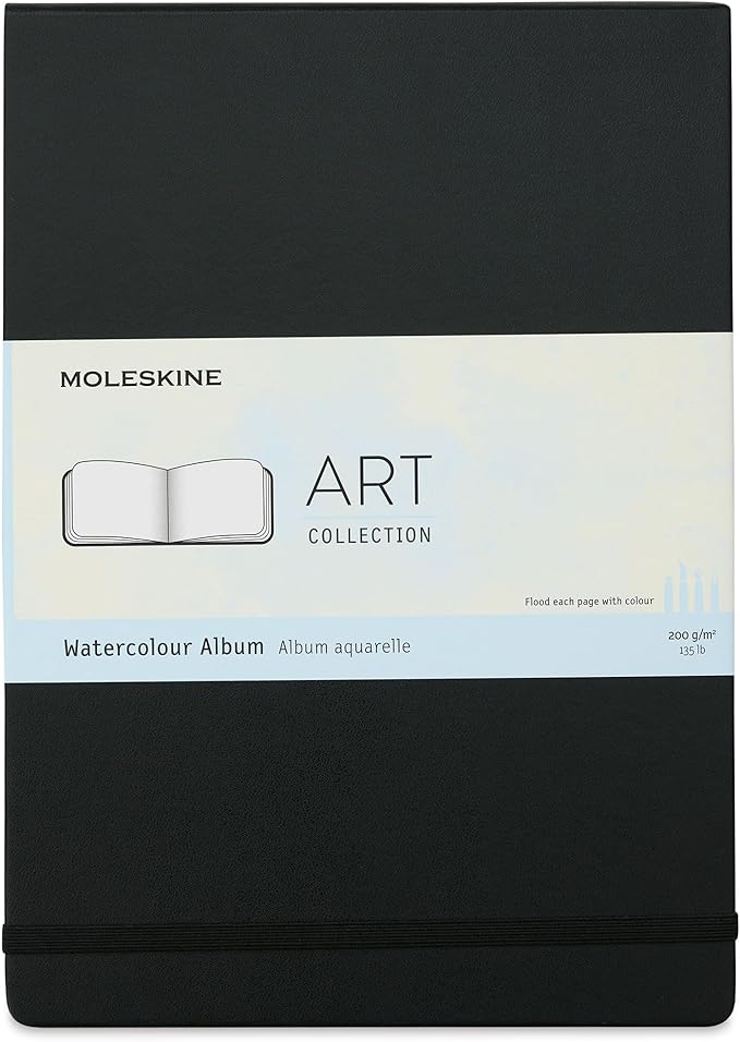Moleskine Art Watercolor Album, Hard Cover, A4 (8.25" x 11.75") Plain/Blank, Black, 60 Pages