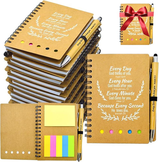 40 Pcs Bulk Christian Gifts Prayer Journal for Woman - 20 Set Religious Notepad with Christian Pen - Bible Notebook - Church Gifts for Mother's Day, Bible Study, and Family Devotions ( Brown )