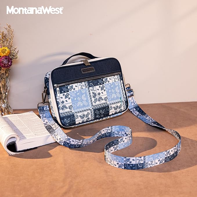 Montana West Bible Book Covers for Women Canves Bible Cases with Zippered Pocket Bible Bags Handheld Crossbody Church Bible Study Supplie