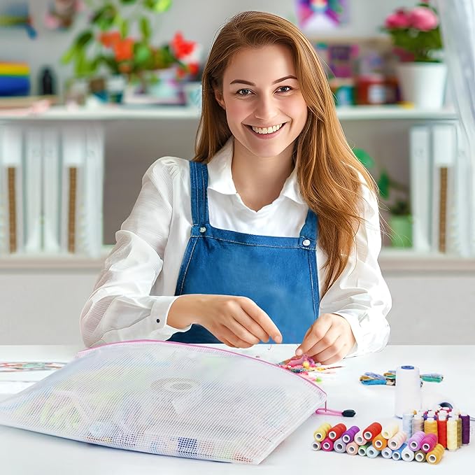 JARLINK A3 (16.9x12.4 in, 24 Pcs) Mesh Zipper Pouch, 12 Colors Extra Large Zipper Bags, Waterproof File Pouches for Office Supplies, Puzzles, Board Game, School, Travel Accessories & Craft Projects