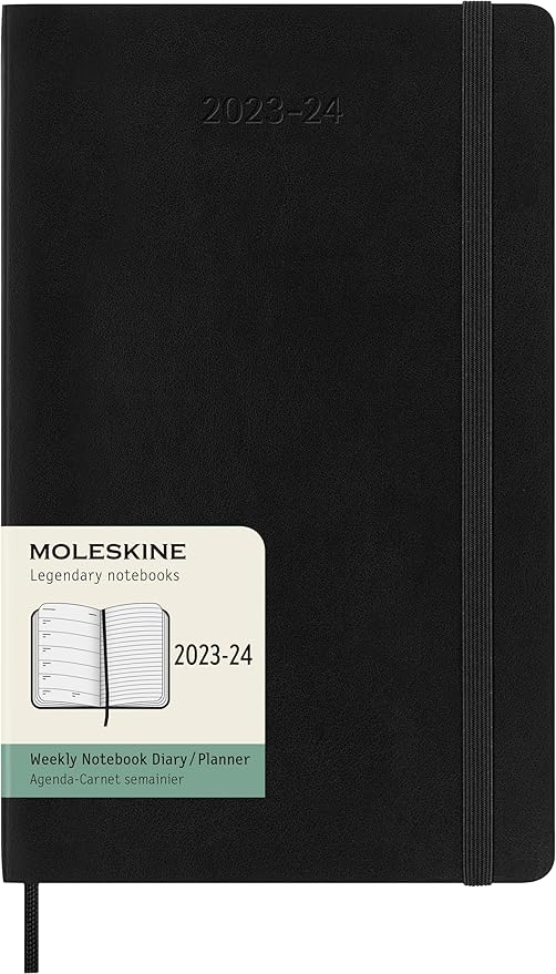Moleskine Classic 18 Month 2023-2024 Weekly Planner, Soft Cover, Large (5" x 8.25"), Black
