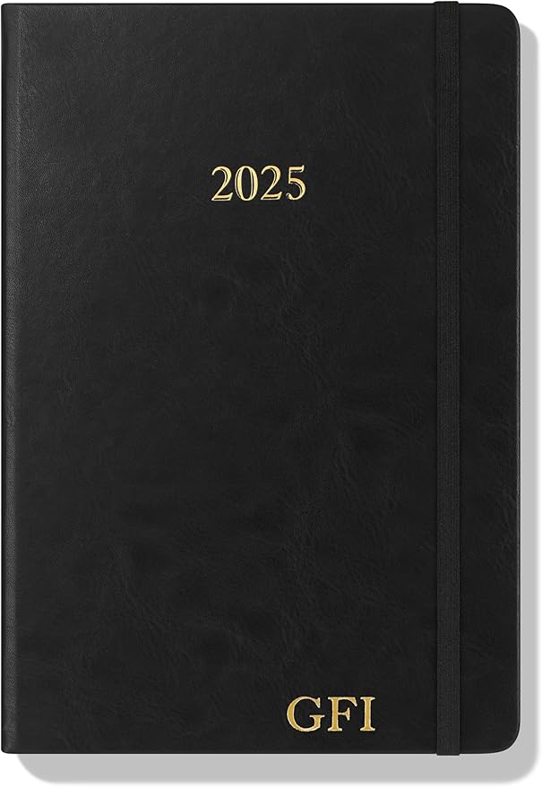 Wykeham's Executive 2025 Daily Journal Planner – Customization Available (Personalized Black, 8.5"×5.5")