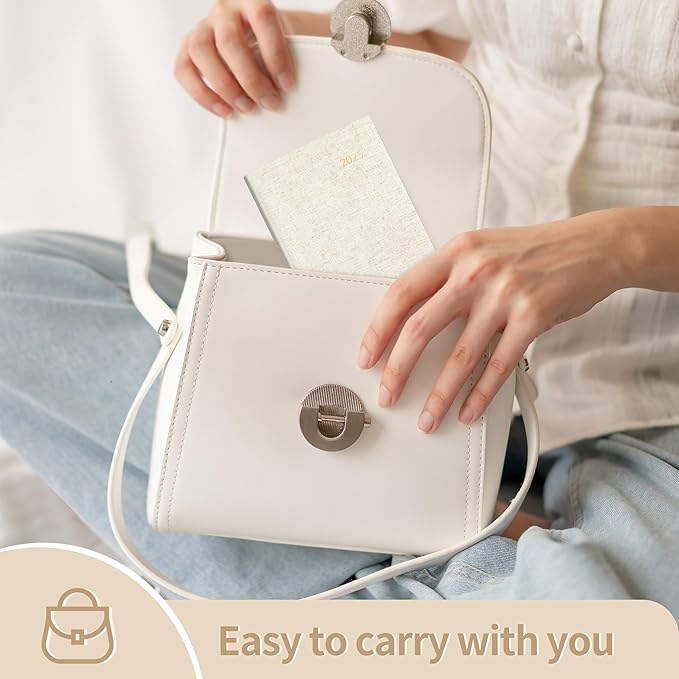 SUNEE 2025 Pocket Weekly Planner for Purse 3.5" x 6" - 12 Month (January 2025 - December 2025), Pocket Size Planner, Hardcover, Notes, Pocket, 100 GSM Paper, Beige